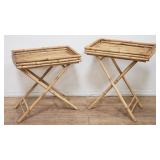 Pair of vintage bamboo folding tray table