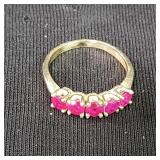 14k gold ring with rubies