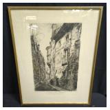 Etching "Hotel de Sens" by Louis Ore
