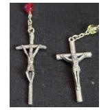 Pair of vintage glass and metal rosaries