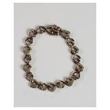 Sterling silver and diamond hearts motif bracelet