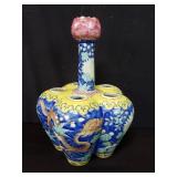 Chinese hand painted porcelain dragon tulip vase
