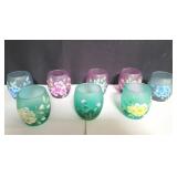 Group of hand painted glasses/tea light holders