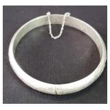 Sterling silver engraved hinged bracelet