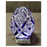 Baccarat czar imperial cut crystal egg with stand