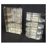 Pair of brass mirrored curio cabinets
