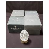 Group of Waterford crystal eggs with silver