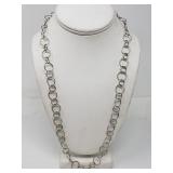 Silver circle link necklace