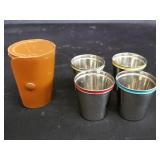 4 vintage stainless steel shot glasses
