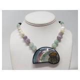 Mother of pearl rainbow pot of gold necklace