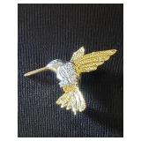 14k gold and diamonds hummingbird brooch