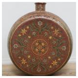 Vintage large metal vase with hand-painted floral