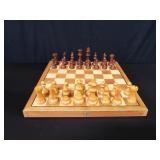 Carved wood chess set