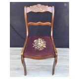 Vintage mahogany flower needlepoint side chair