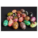 Group of hand painted decorated eggs