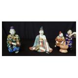 Three Asian hand painted porcelain figures