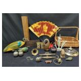 Box of miscellaneous cloisonne vase, basket,