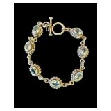Vintage silver bracelet with blue topaz stones