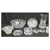 Group of glass and crystal items, pitcher,
