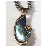 14K gold clasped Peacock pearl necklace and 14k