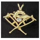 14k gold and diamond Shriners brooch