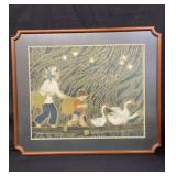 Vintage framed and matted art print