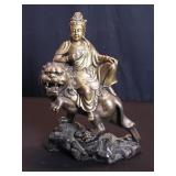Vintage brass Manjushri sculpture