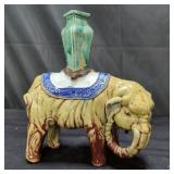 Vintage Asian glazed pottery elephant figural