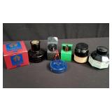 Group of writing ink and bottles