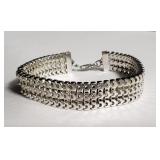 Sterling silver triple strand link bracelet