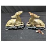 Pair of carved Jadeite deer figurines