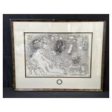 Framed embossed Louvre reproduction lithograph