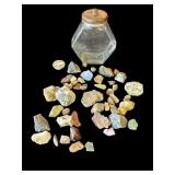Lot of geode specimens in jar
