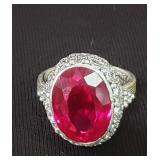 Silver and ruby ring