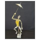 Signed mixed media folk art ceramic and wire