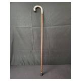 Vintage wood cane with silver plate handle