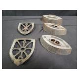 Group of vintage sad irons and trivets