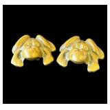 Pair of vintage brass frog paperweights