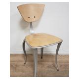 ENCS aluminum and wood side chair, made in Mexico