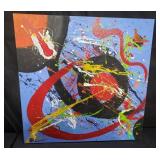 Signed Hugo Ruggiero abstract oil painting