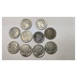 10 Vintage Liberty and Buffalo Nickel Coins.  8