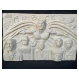 Signed and dated vintage composite wall plaque