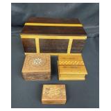 Group of vintage wood trinket boxes