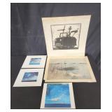 Group of unframed prints and lithographs