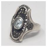 Sterling silver Edwardian style ring with topaz
