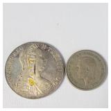 1780 silver Burgau 1 thaler coin and 1947 silver