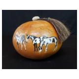 Signed western style hand painted gourd