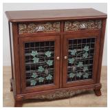 Contemporary walnut and metal wine cabinet