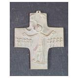 Vintage German  brass cross with embossed figures