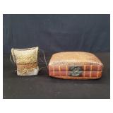 Vintage Japanese woven bamboo bento box and one